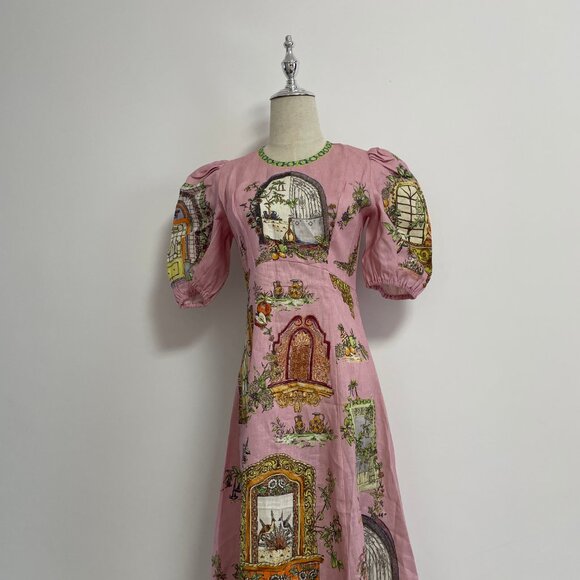 Alemais Monte Midi Dress Pink Print - Picture 5 of 12